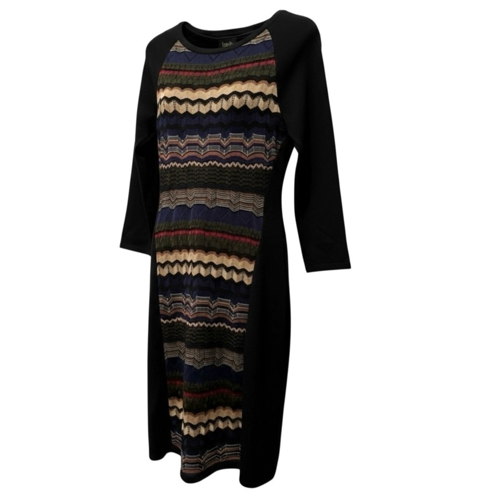 Laundry by Shelli Segal Midi Dress Size M Multicolor Woven Panel Lined Stretch
